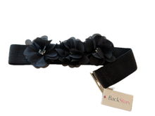Load image into Gallery viewer, Black Sparkle Stretch Belt with Organza Flowers