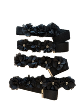 Load image into Gallery viewer, Black Sparkle Stretch Belt with Organza Flowers