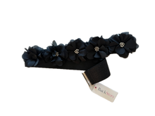 Load image into Gallery viewer, Black Sparkle Stretch Belt with Organza Flowers