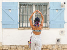 Load image into Gallery viewer, Blue Linen Bra Back Cover
