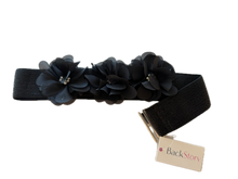 Load image into Gallery viewer, Black Sparkle Stretch Belt with Organza Flowers
