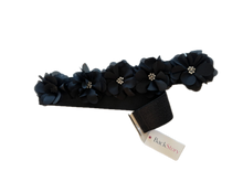 Load image into Gallery viewer, Black Sparkle Stretch Belt with Organza Flowers
