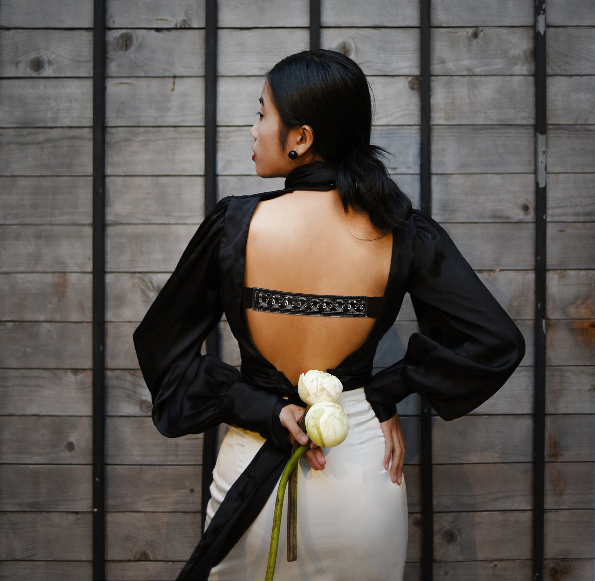 Leather Ties Bra Back Cover Leather Ties Bra Back Cover